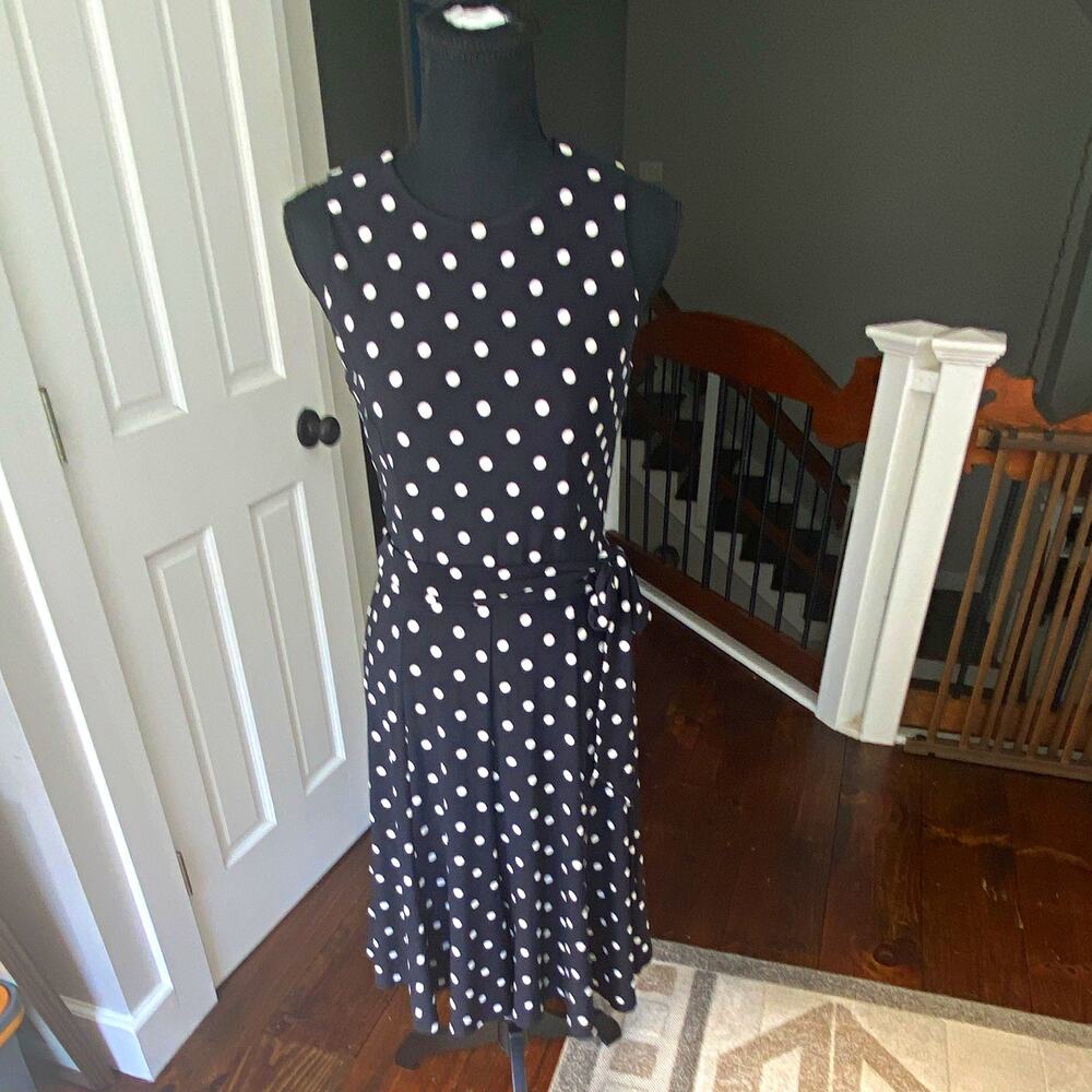Lauren Ralph Lauren Women's Size 2 Black White Polka Dot Fit & Flare Wrap Dress